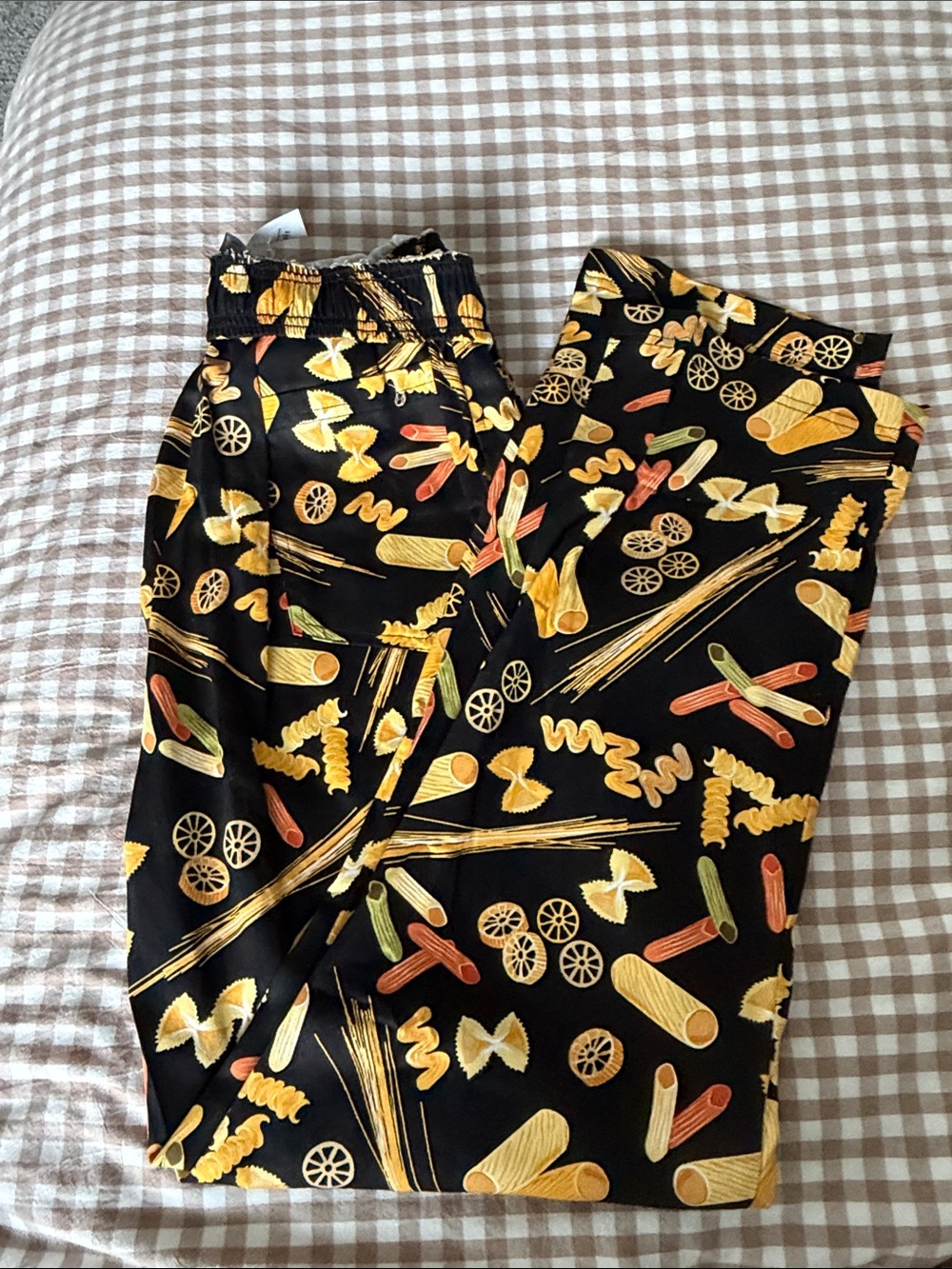 Unisex Black Pasta-Print Chef Pants